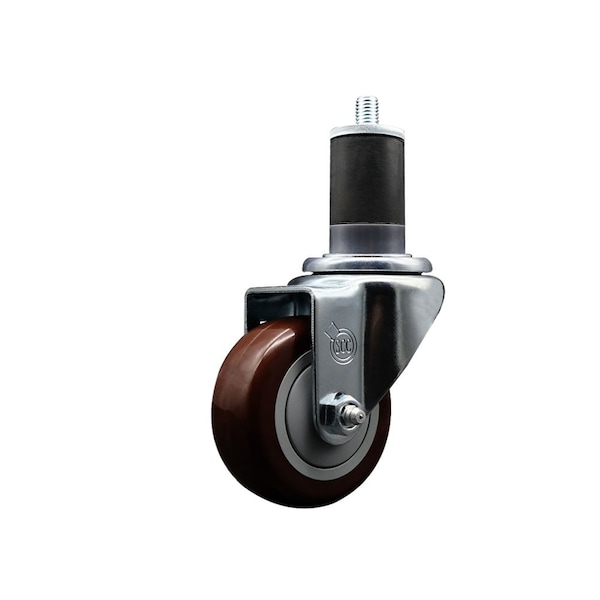 3'' SS Maroon Poly Wheel Swivel 1-5/8'' Expanding Stem Caster
